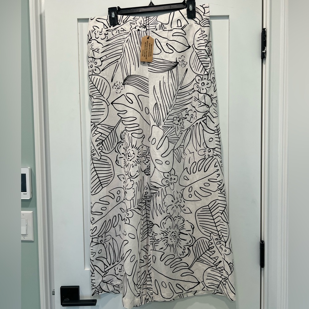Christian Siriano Black and White Linen Pants